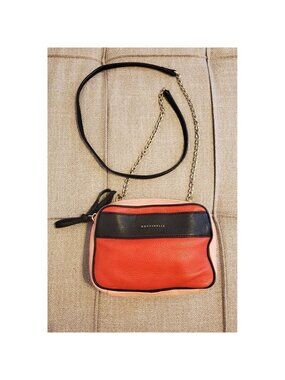 Coccinelle Leather Crossbody Chain Strap Red Pink